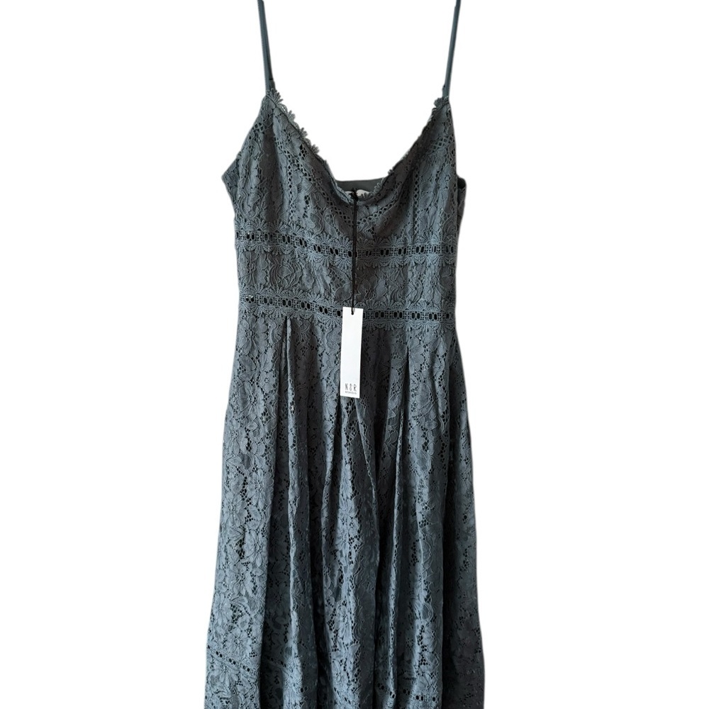 NSR Charcoal Lace Midi Dress